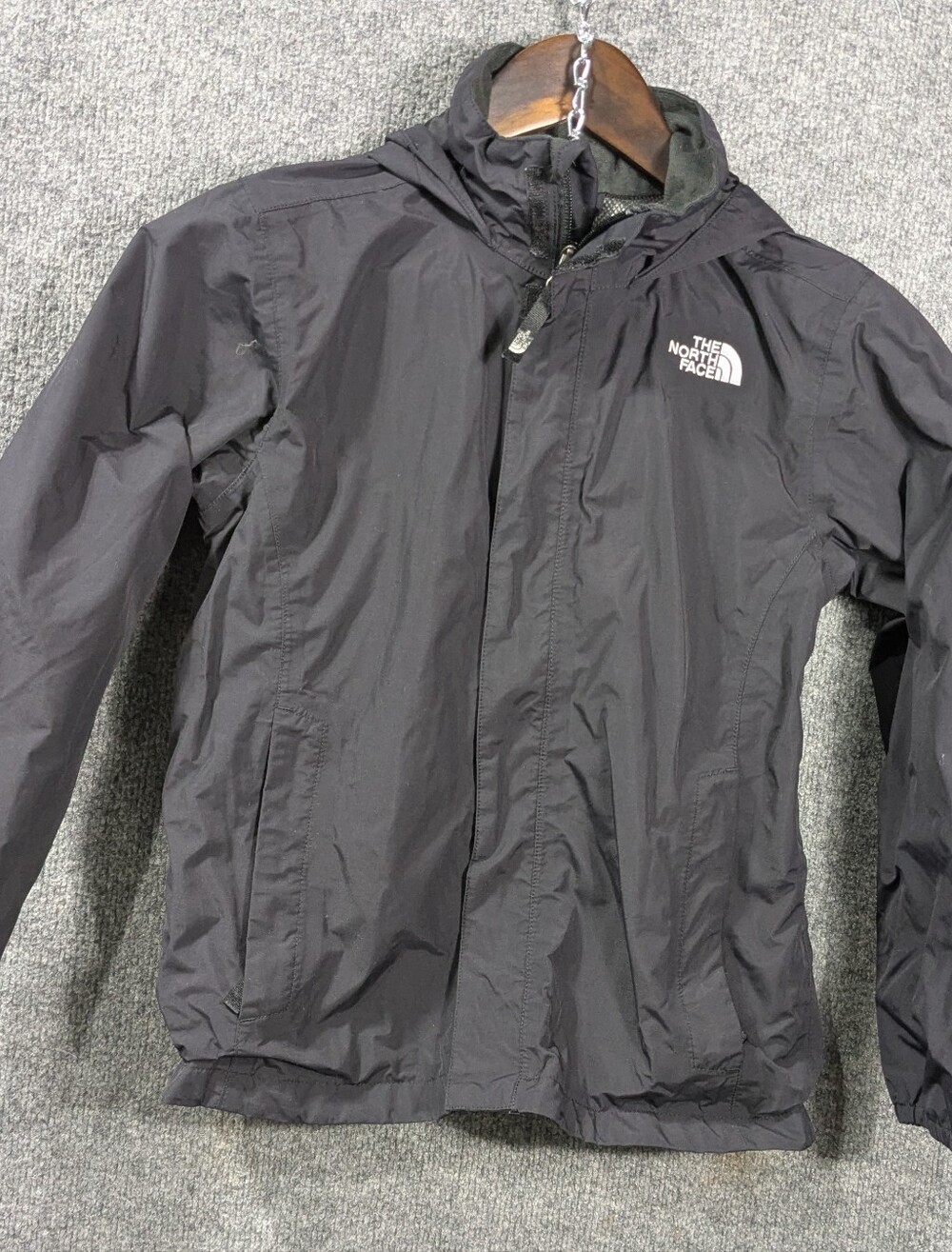 The North Face HyVent Black Kid's Hooded Windbreaker Jacket Size 10/12